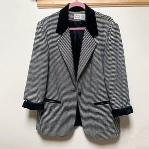 Vintage Wool Blend Houndstooth Blazer